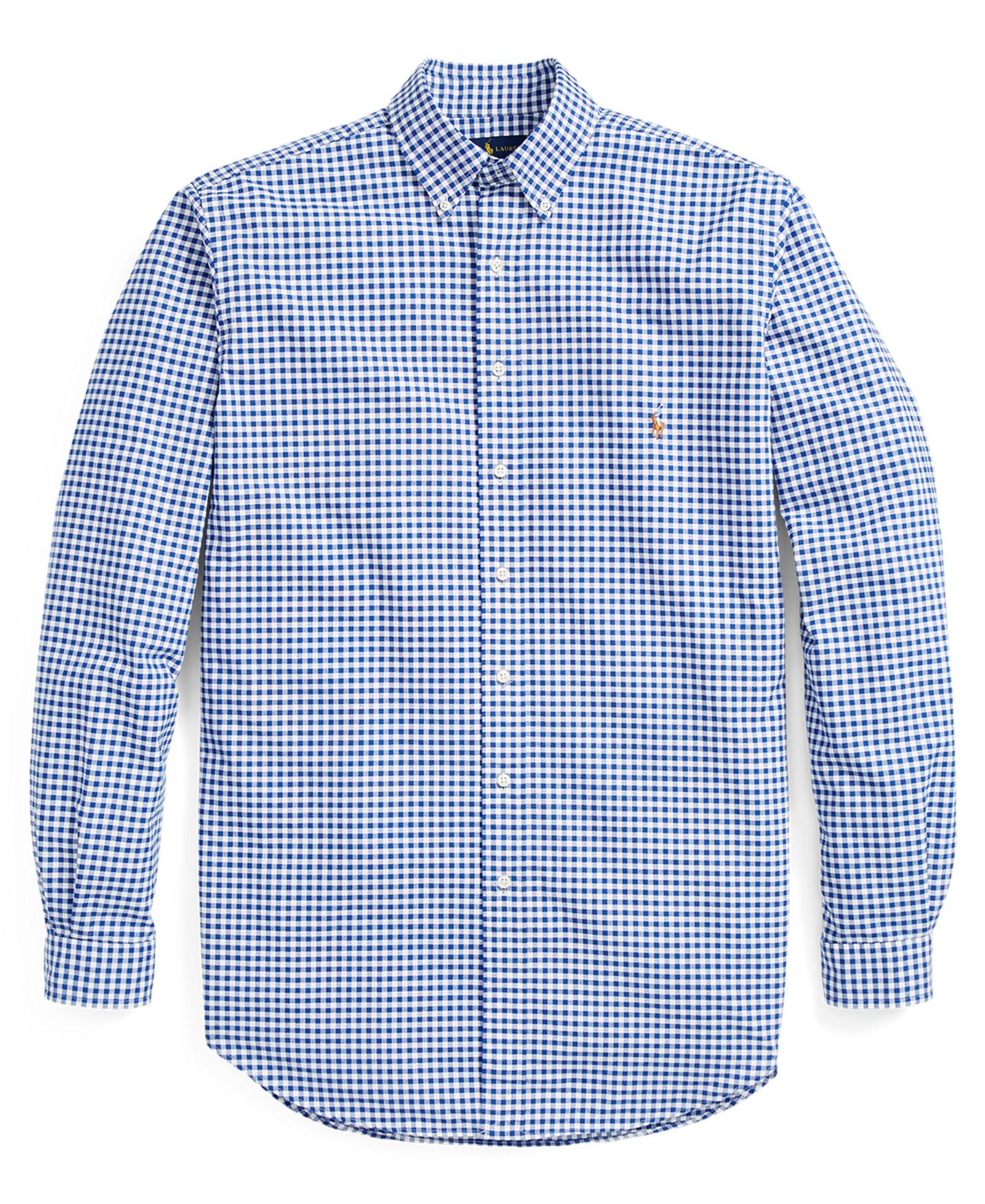 Мужская рубашка Polo Ralph Lauren Big & Tall Cotton Oxford, цвет: Синий / Белый в мелкую клетку — фото 5