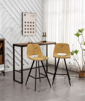 Fabric Kitchen 28.25" Counter Height Stools, Set of 2, Gray