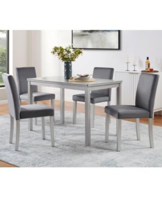 5-Piece Silver Grey Dining Set