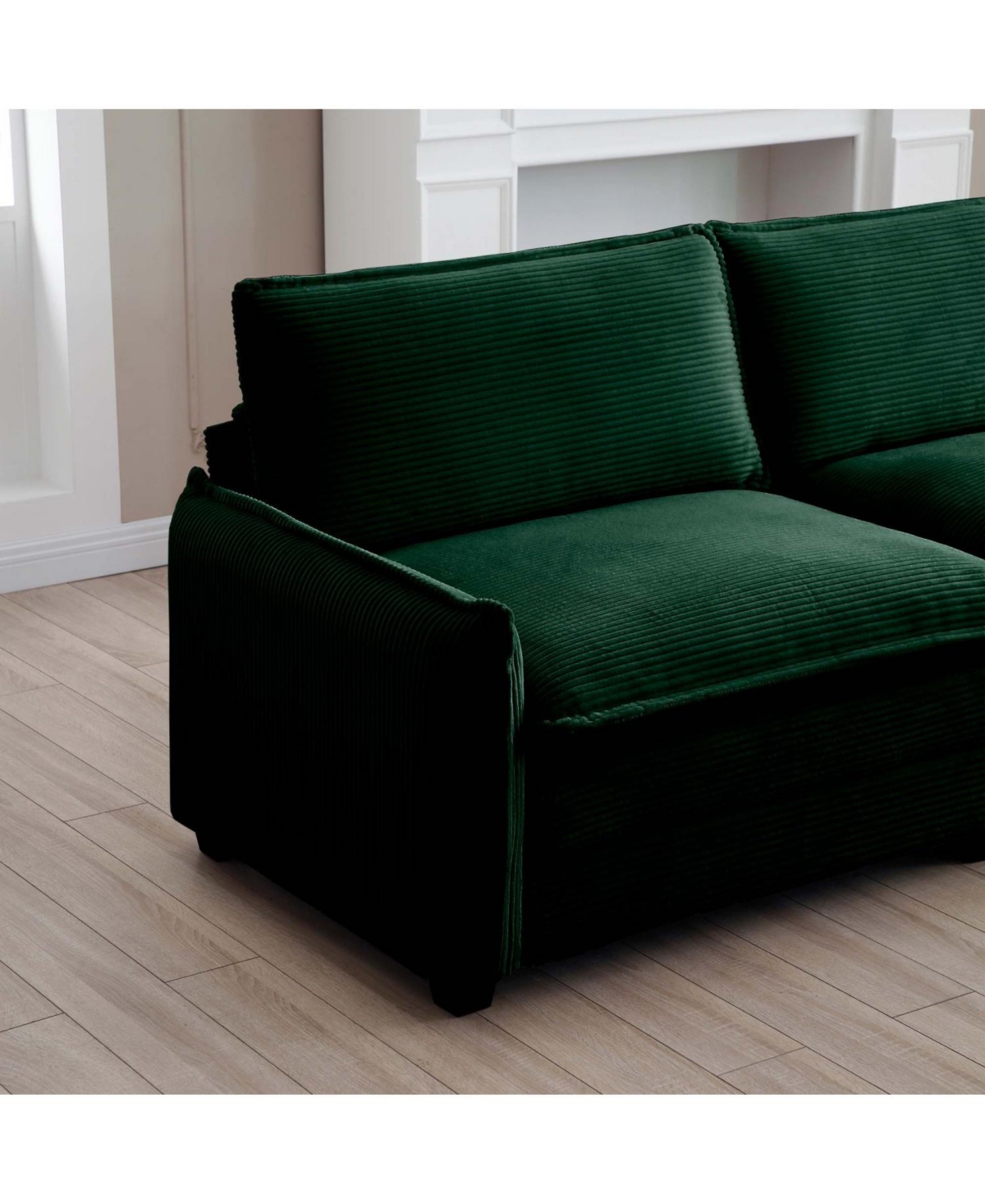 Streamdale Furniture Green Corduroy Ottoman Footstool