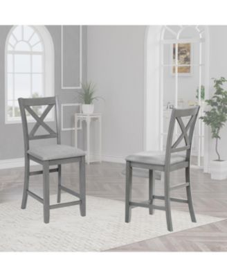 Counter Height Chairs Set of 4, Padded Seat, Gray