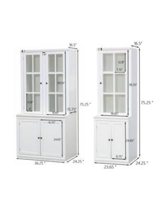 75" Pantry Cabinet Set, 60" Farmhouse Display Cabinets