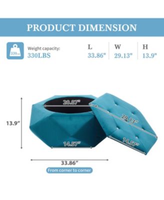  Velvet Diamond Tufted Storage Ottoman - Footrest/Seating