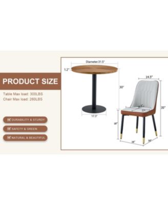 Streamdale 31.5" Round Dining Set- Wood Table & 4 PU Chairs