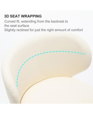  Titanium Leather Bar Stool, Swivel Adjustable Height, White