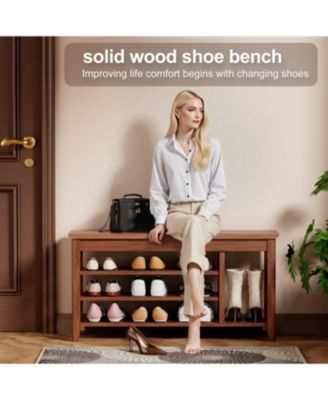 Solid Wood Shoe Rack Bench - 550lb Capacity - Entryway/Hallway