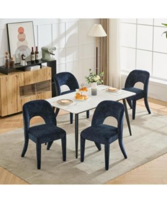 Streamdale Blue Chenille Dining Chairs - Hollow Back, Set of 2