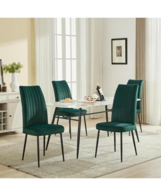 Streamdale Green Velvet Dining Chairs, Adjustable Feet, Set of 2