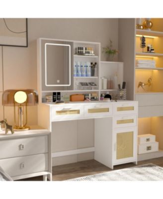  LED Makeup Vanity with Adjustable Lighting and Storage