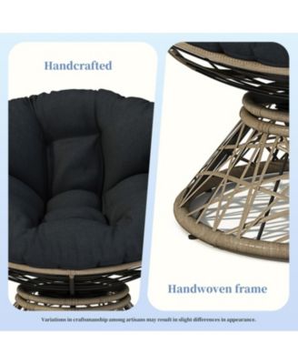 40" Ergonomic Wicker Chair with Cloud Cushion and 3-Proof Cover for Indoor Comfort