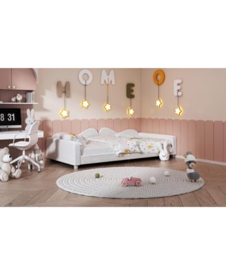 Streamdale Twin size Upholstered Daybed, Sherpa Fabric Sofabed with Cloud-Shaped Backrest, No Box-spring Needed, Pink