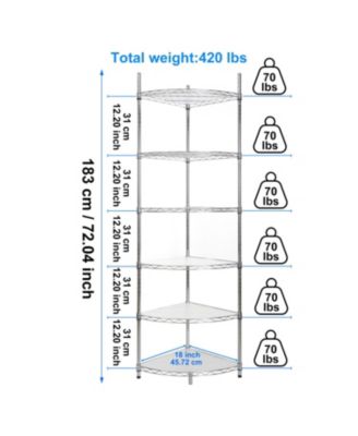 6-Tier Corner Wire Shelf - Chrome