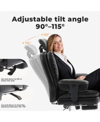 Ergonomic Office Chair 200kg Lumbar Support Headrest - Black