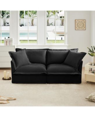 Slipcovered 2-Seat Chenille Sofa Detachable Cover