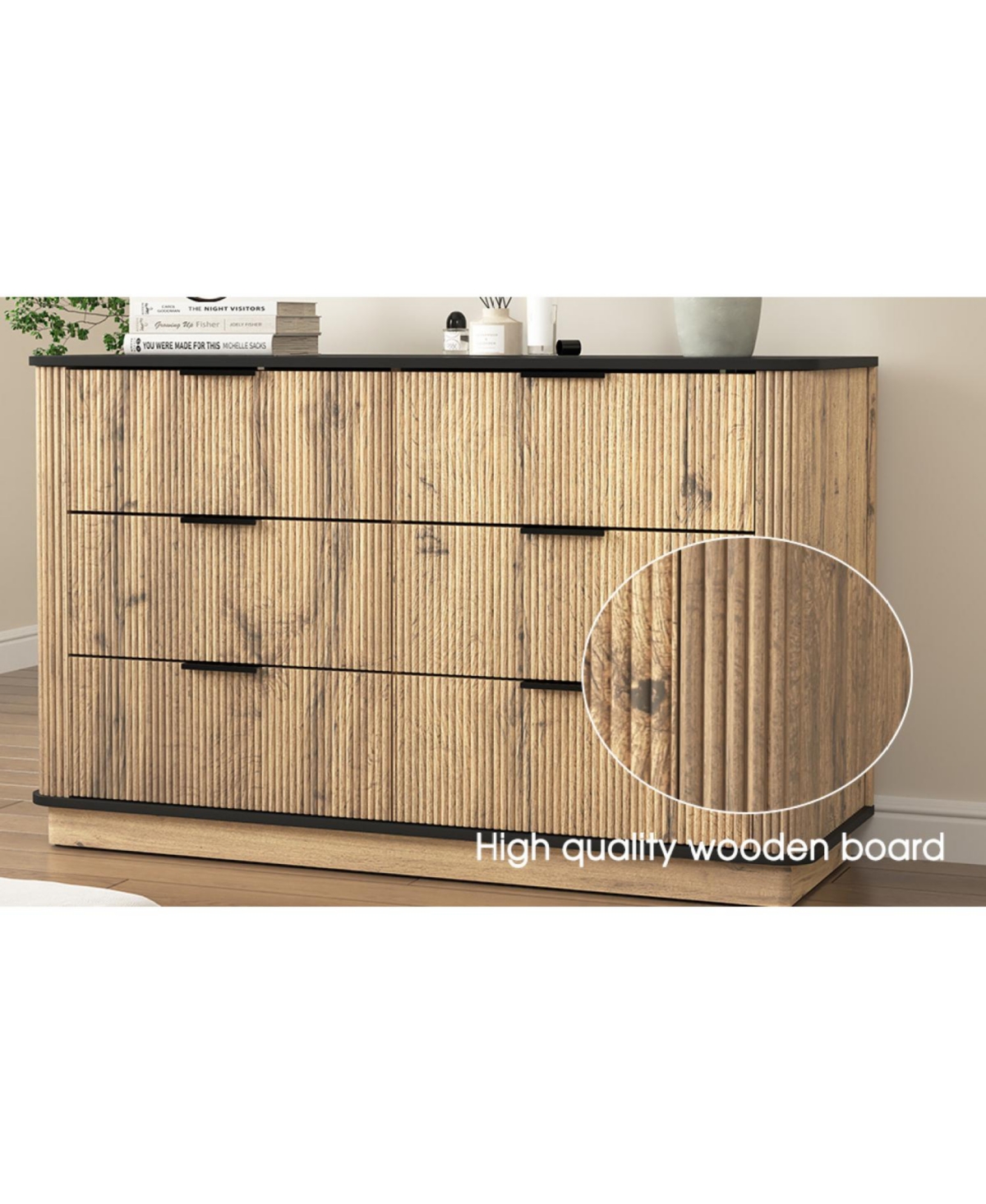 Streamdale Furniture Modern 6-Drawer Mdf Cabinet (47.2x15.7x29.6)