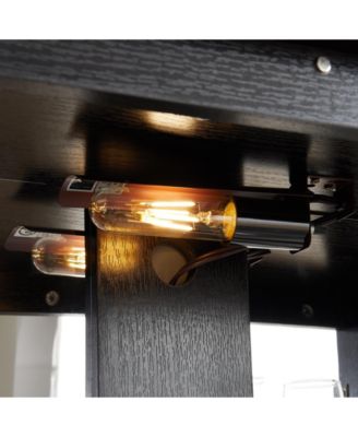 Lighted Curio Cabinet with Glass Doors, LED Lights, Black Finish