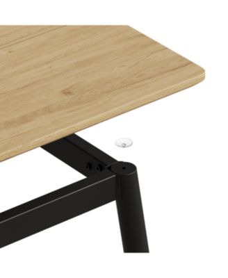 + 5-Piece + Wood Grain + Black Metal Legs + Dining Table & Chair Set