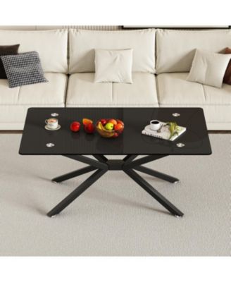 Glass Coffee Table with Metal Legs