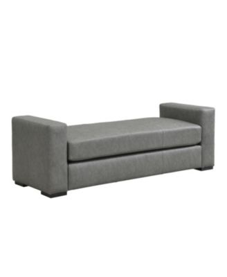 Stylish and Durable Grey Faux Leather Ottoman
