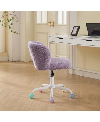 Violet Artificial Rabbit Hair Office Chair