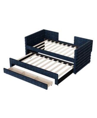 Streamdale Twin Upholstered Daybed with Trundle & 3 Drawers, Chenille