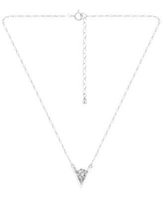 Cubic Zirconia V-Casting Pendant Necklace, Macy's Exclusive