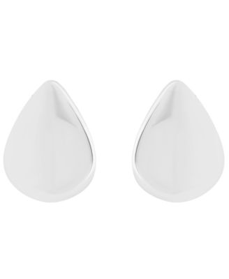 Sterling Silver Teardrop Shape Hi-Polish Dome Post Earrings, Macy's Exclusive