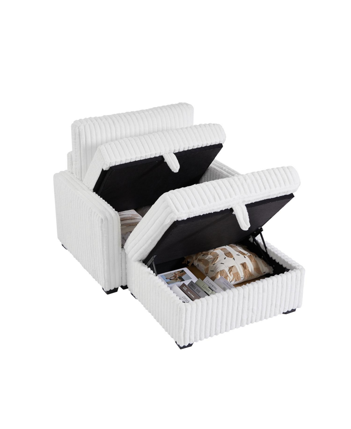 Streamdale Furniture Square Tufted Ottoman with Storage Box, Large