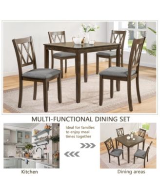 Elegant Walnut 5-Piece Dining Table Set