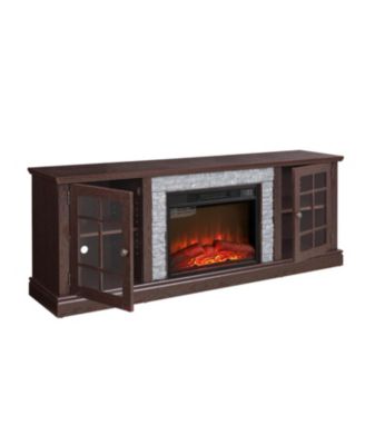 70" TV Stand with Fireplace & Storage - Cherry
