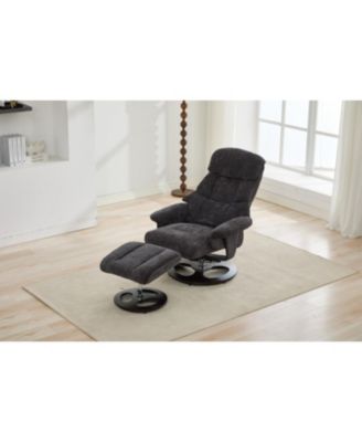 Swivel Recliner Chair with Ottoman, Massage & Heat, Dark Grey
