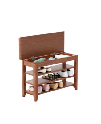 Solid Wood Shoe Rack Bench - 550lb Capacity