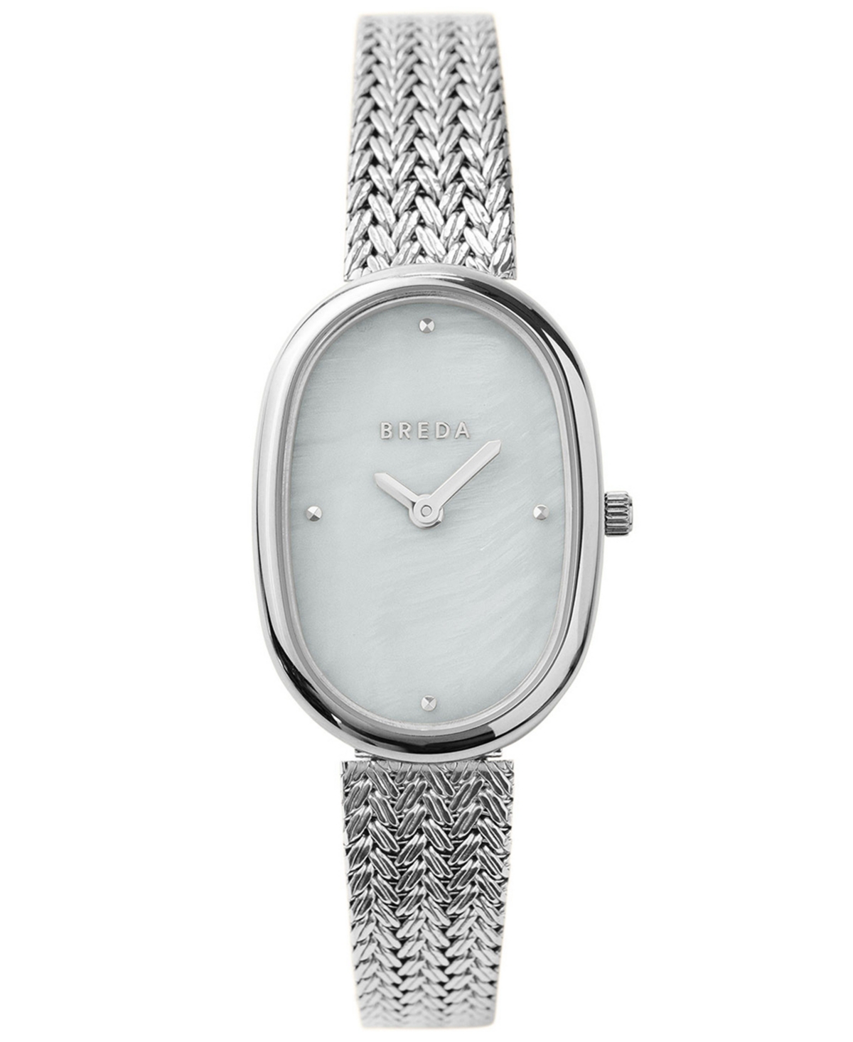 Breda Women's 'Jane Tethered' Silver Stainless Steel Mesh Bracelet Watch, 23mm