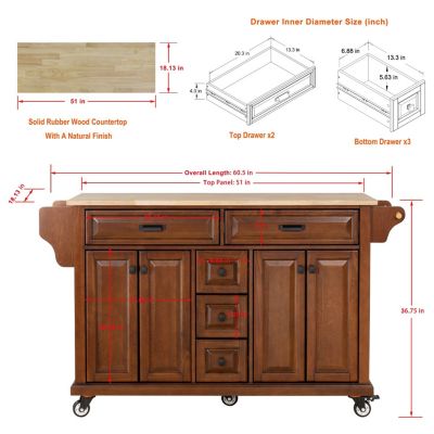 Cambridge Top Kitchen Island with Storage