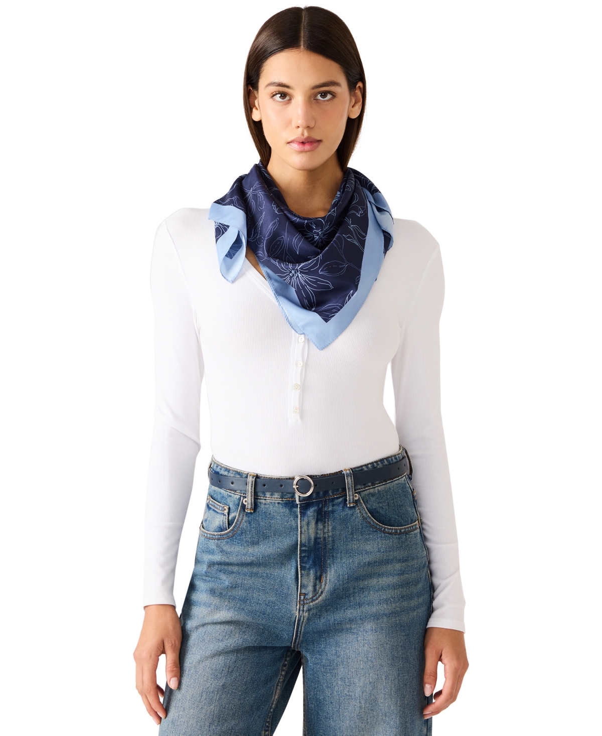 Steve Madden Sketch Floral Voile Square Scarf