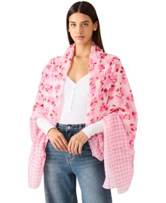 Gingham Floral Square Scarf