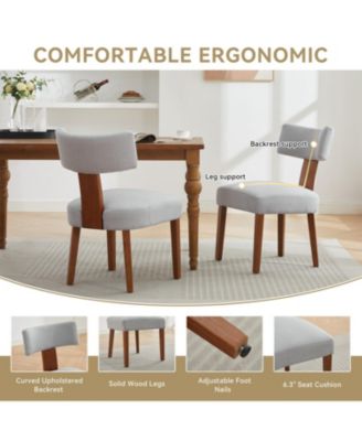  Linen Fabric Modern Armless Dining Chairs, Gray (Set of 2