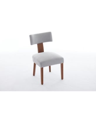  Linen Fabric Modern Armless Dining Chairs, Gray (Set of 2