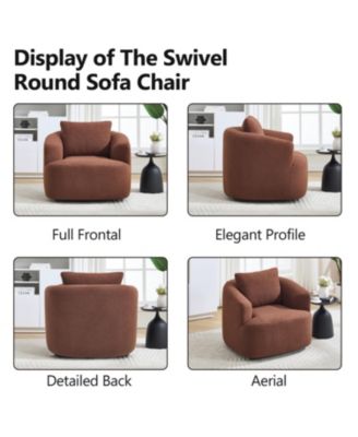 Streamdale Swivel Teddy Fleece Comfy Chair with Pillow