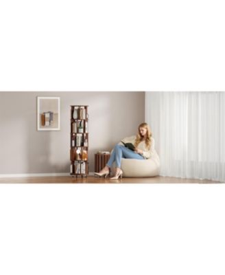 Rotating Wood Bookshelf on Wheels - 5 Tier - Walnut