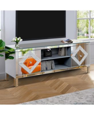 Mirrored TV Stand for 65+" TVs, Silver