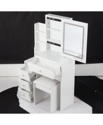 Streamdale Compact Bedside Vanity Table with LED Mirror