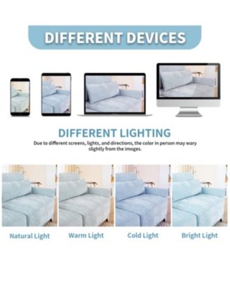 Sky Blue Chenille Sofa with Ottoman