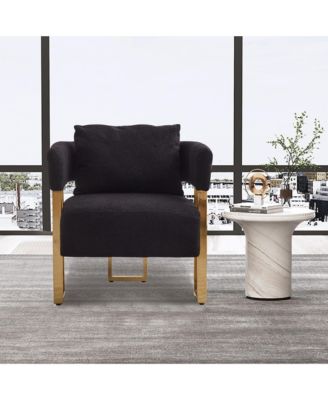 TS Modern Teddy Fleece Chair Gold Legs 2PCS Black