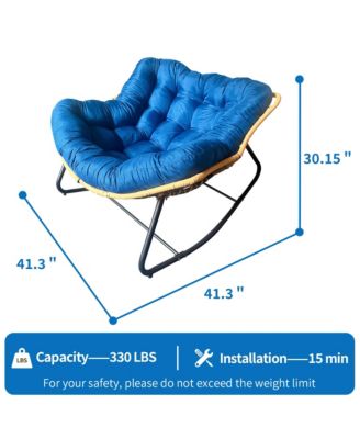 Rattan Rocking Chair, Anti-Tip, 450LB Capacity.
