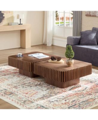 31.5" Modern Drum Coffee Table - Walnut