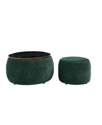 2-in-1 Round Ottoman End Table