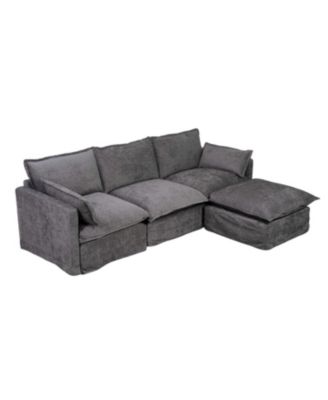 Modern L-Shaped Sectional Sofa with Ottoman