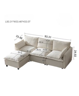 Modern L-Shaped Sectional Sofa with Ottoman