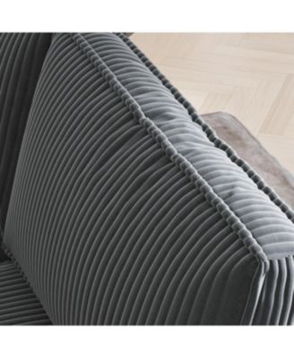 L-Shaped Corduroy Sofa w/ Storage & USB